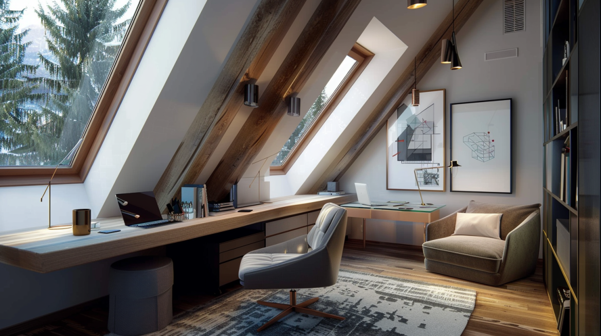 biuro na poddaszu aranżacje